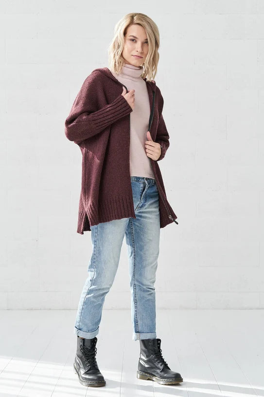 The Alice Merino Wool Hooded Cardigan – Cherry