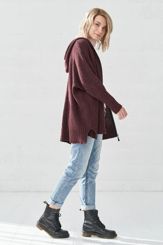 The Alice Merino Wool Hooded Cardigan – Cherry