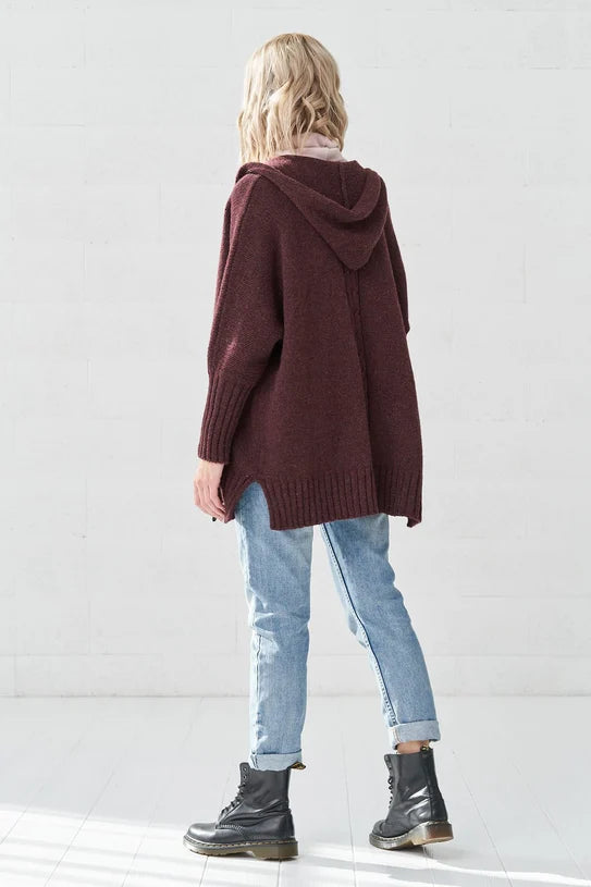 The Alice Merino Wool Hooded Cardigan – Cherry