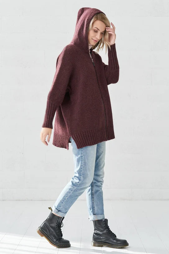 The Alice Merino Wool Hooded Cardigan – Cherry