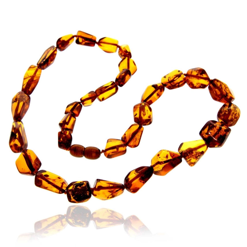 Mixed Baltic Amber Graduated Faceted Bead Necklace