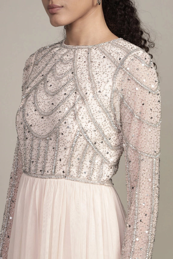 Ellie Embellished Tulle Maxi Dress – Powder Pink