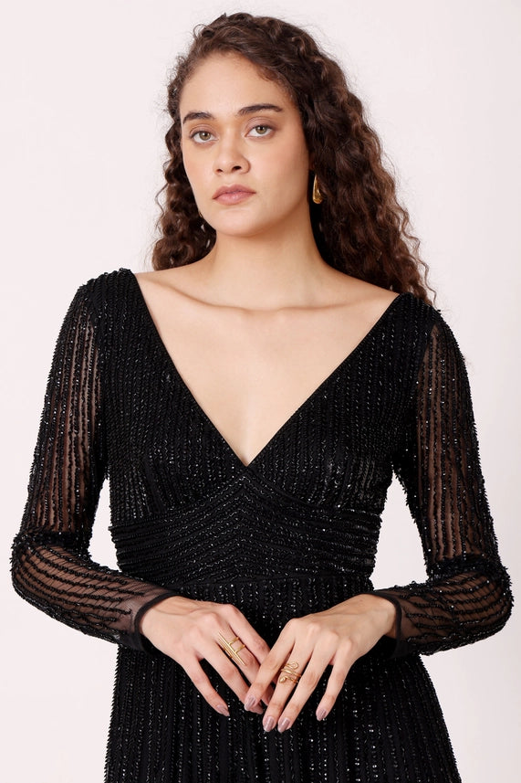 Laura Embellished Maxi Dress – Black
