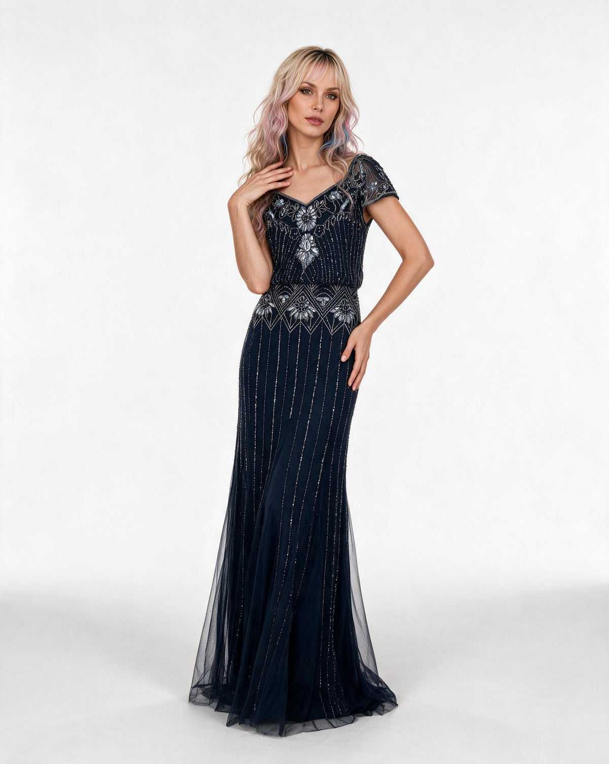The Ivanna Embellished Maxi Dress – Midnight Navy