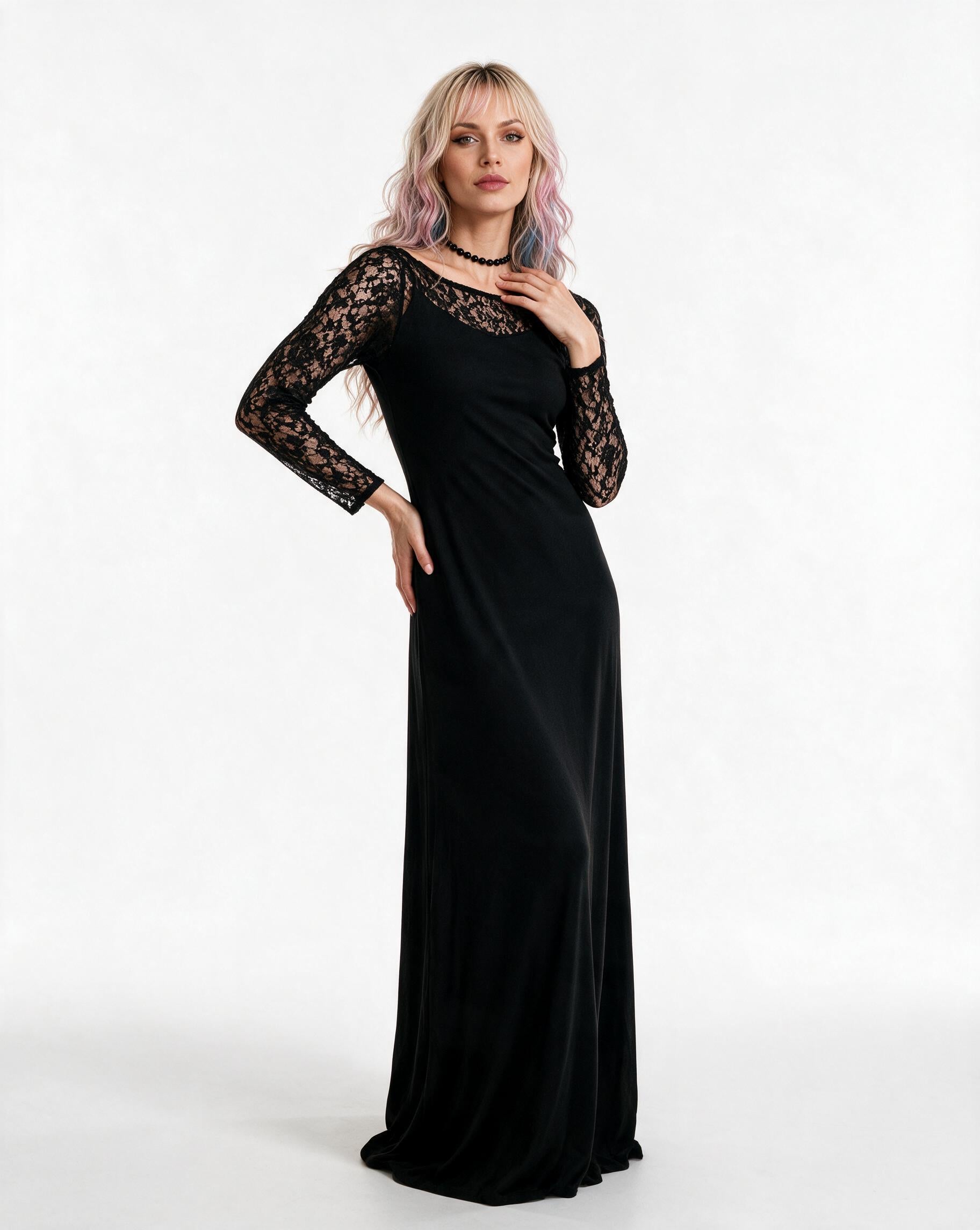 The Nayara Open-Back Lace Maxi Dress