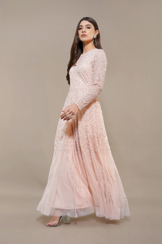 Sila Embellished Maxi Dress – Blush Pink