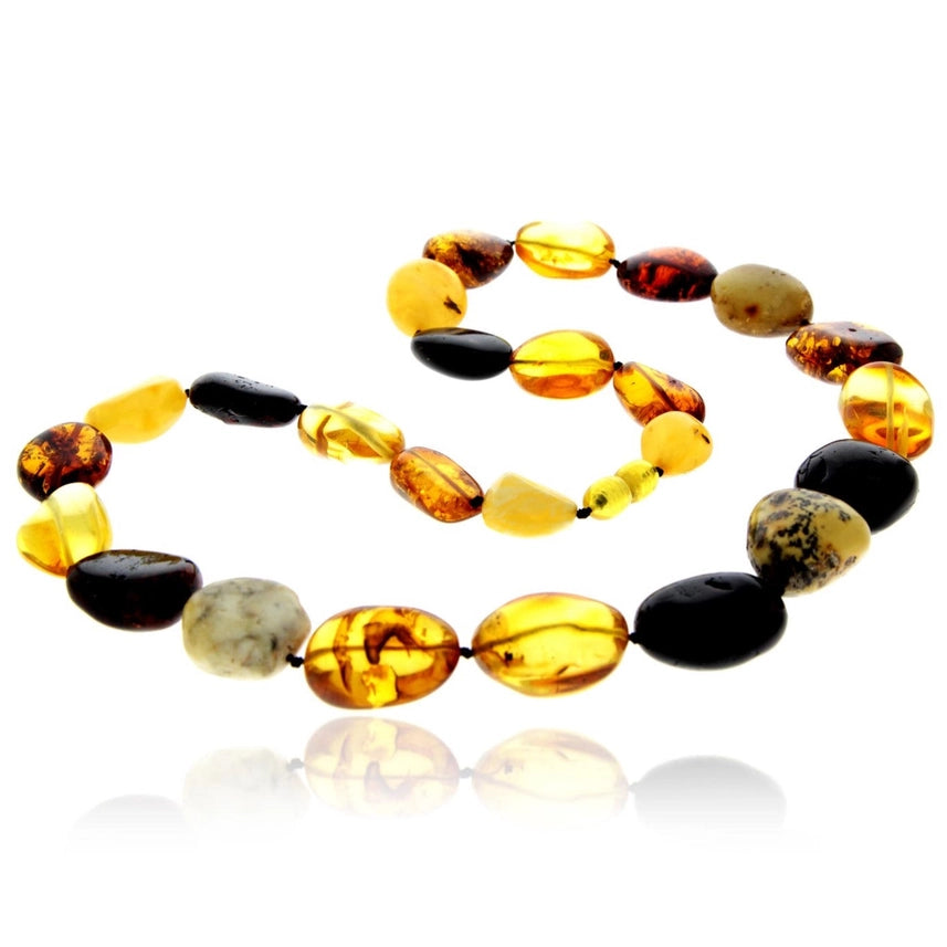 Mixed Baltic Amber Graduated Olive Bead Statement Necklace