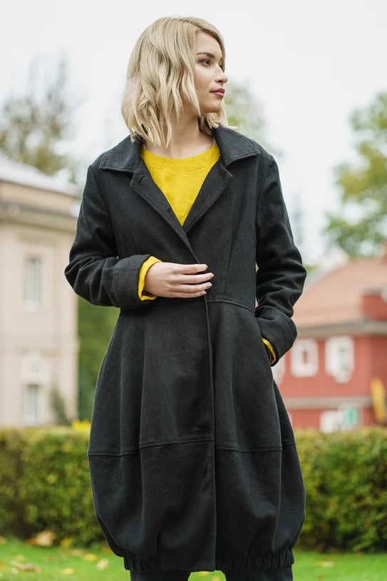 The Elara Linen Cocoon Coat – Blue