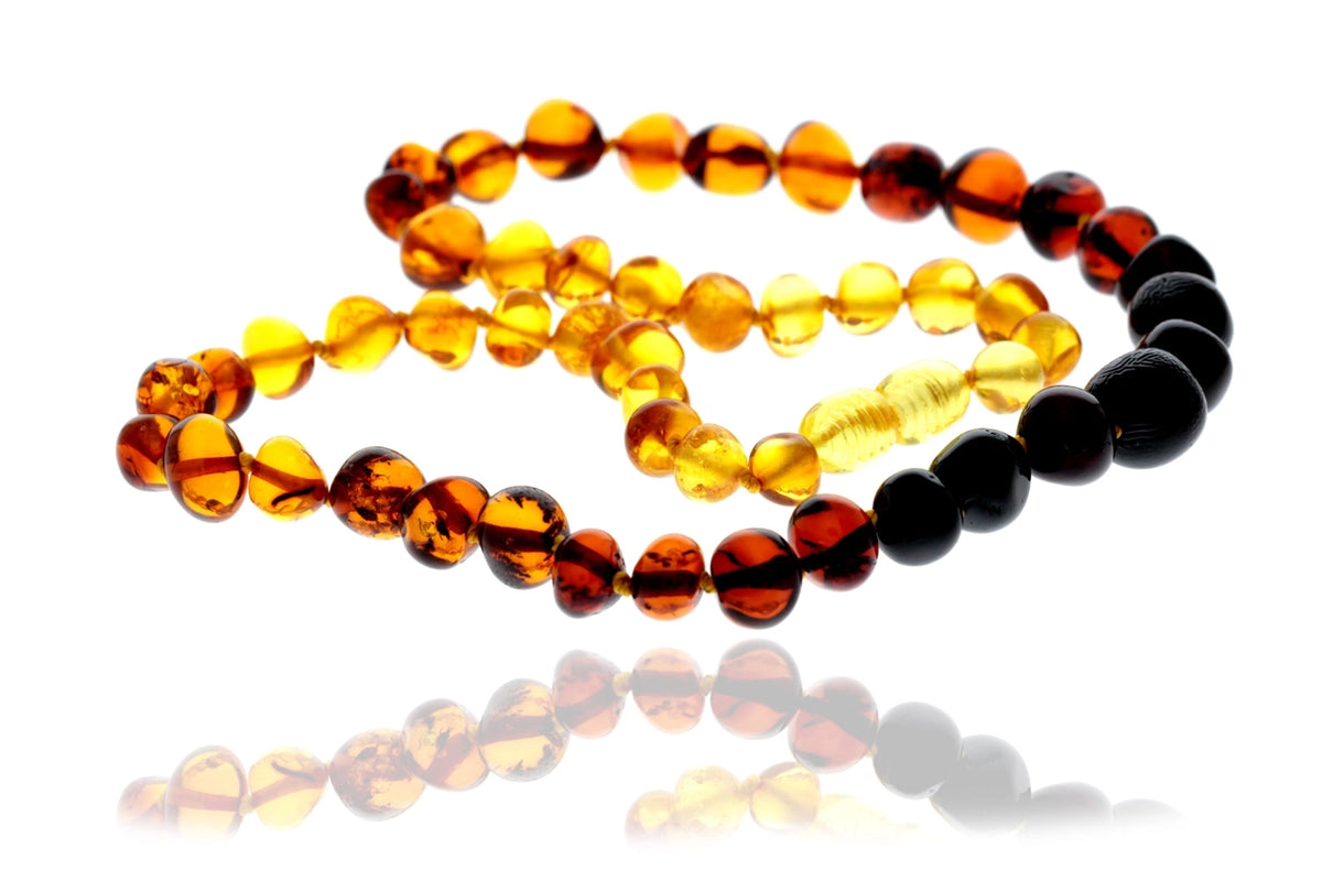 Ombre Baltic Amber Polished Baroque Bead Necklace