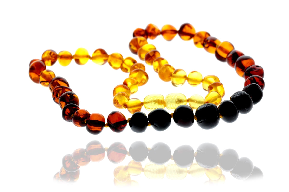 Ombre Baltic Amber Polished Baroque Bead Necklace
