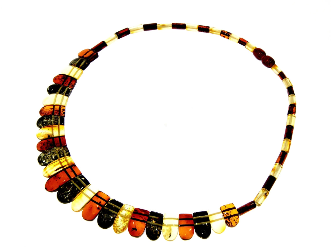 Mixed Baltic Amber Egyptian Bib Statement Necklace