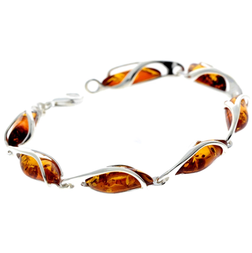 Baltic Amber & Sterling Silver Modern Link Bracelet