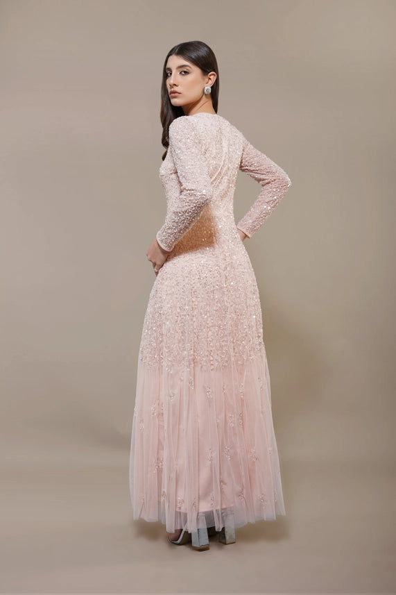 Sila Embellished Maxi Dress – Blush Pink