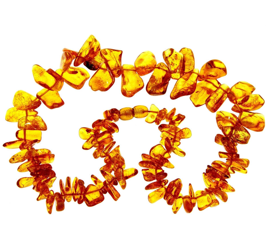 Mixed Baltic Amber Graduated Chip Statement Necklace