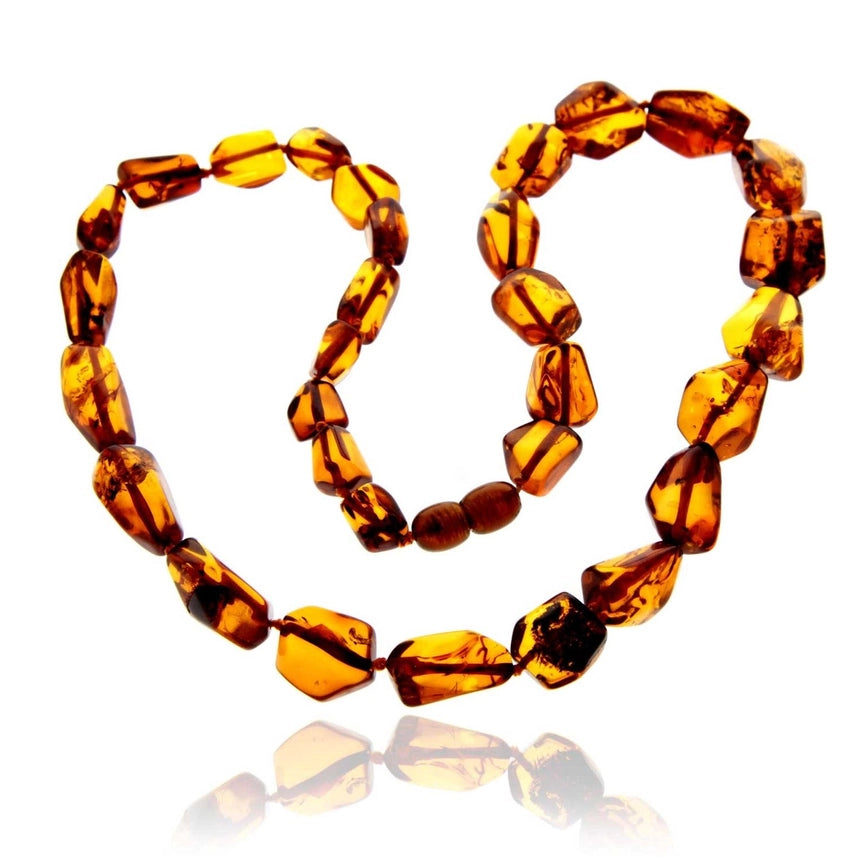 Mixed Baltic Amber Graduated Faceted Bead Necklace