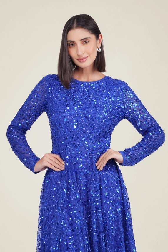 Sila Embellished Maxi Dress – Royal Blue