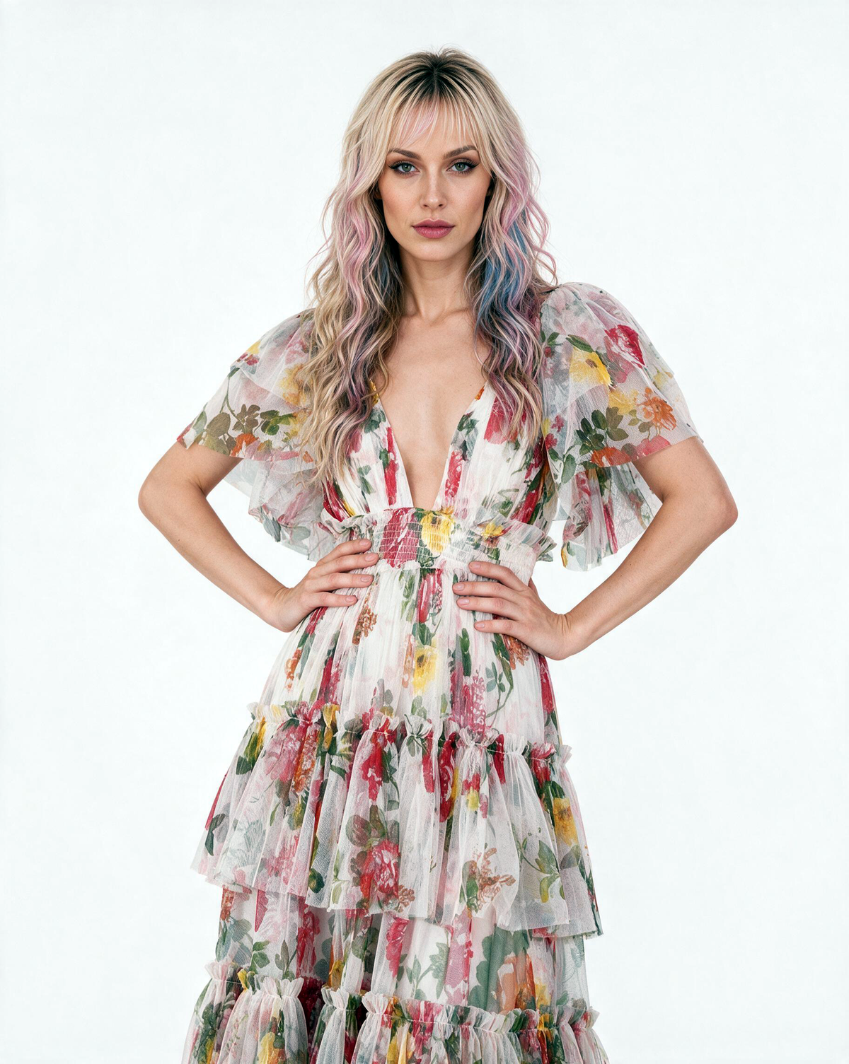 Jasmine Floral Tulle Maxi Dress – Multi