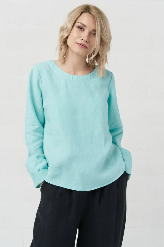 The Karen Long Sleeve Linen Top