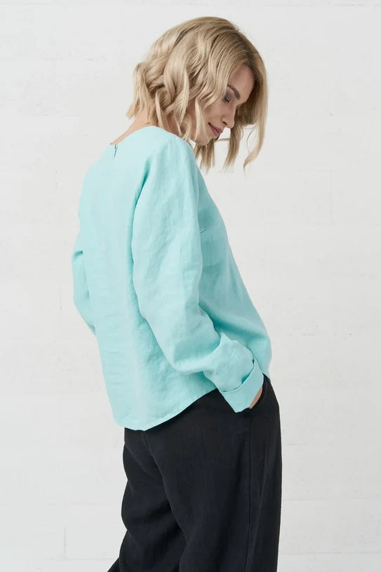 The Karen Long Sleeve Linen Top