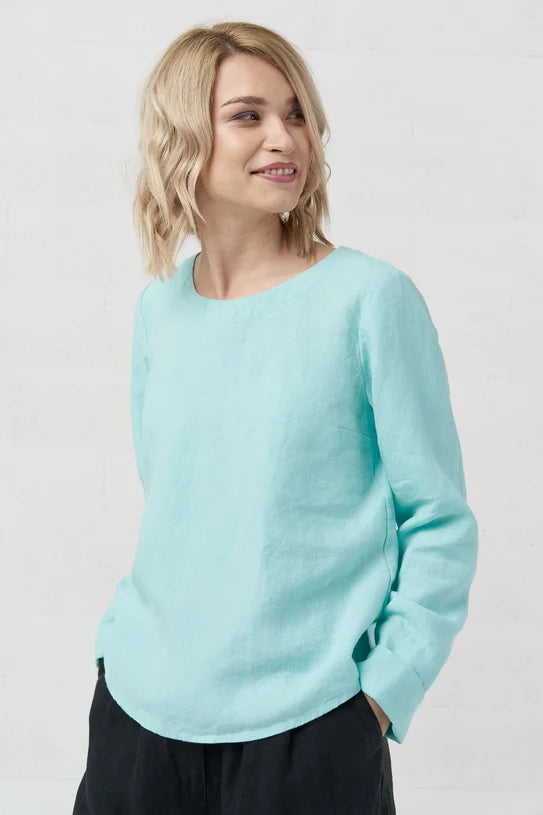 The Karen Long Sleeve Linen Top