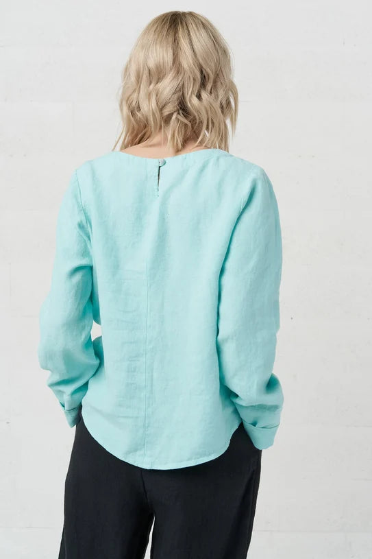 The Karen Long Sleeve Linen Top