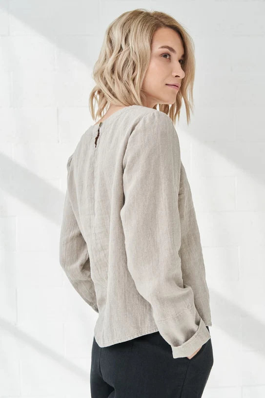 The Karen Long Sleeve Linen Top