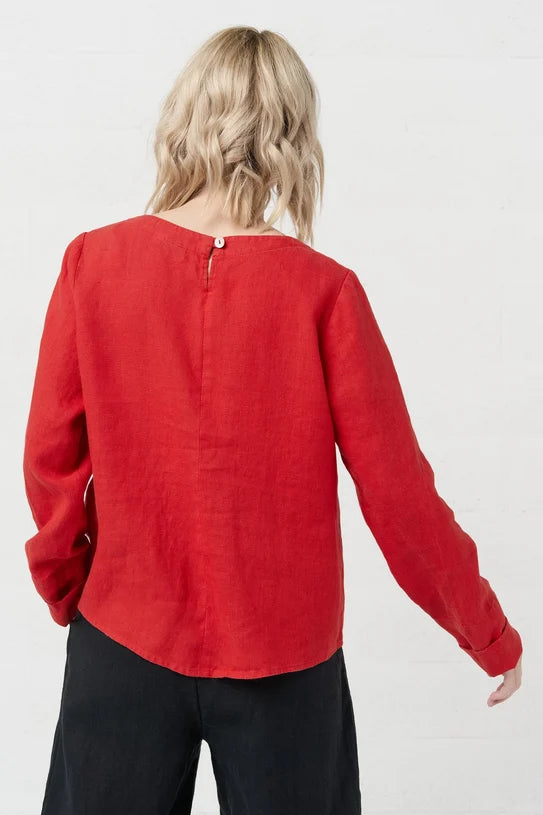 The Karen Long Sleeve Linen Top