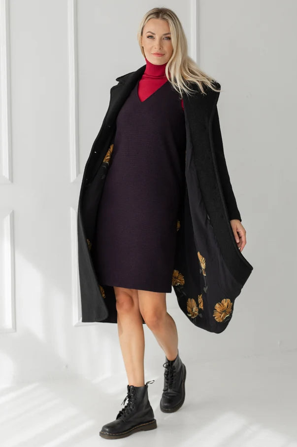 The Ella Long Wool Coat – Black