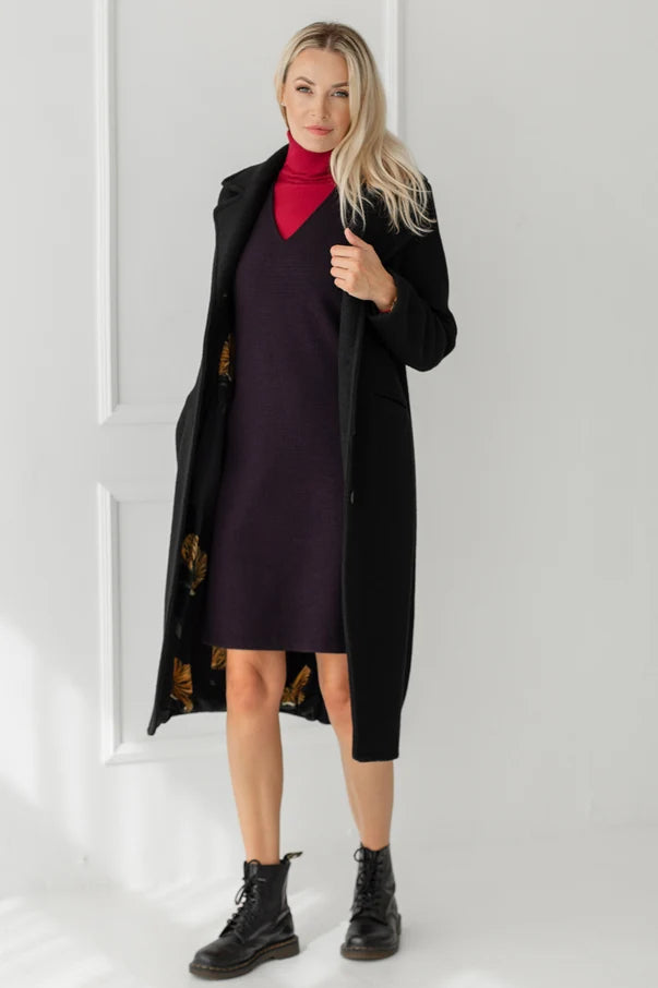 The Ella Long Wool Coat – Black