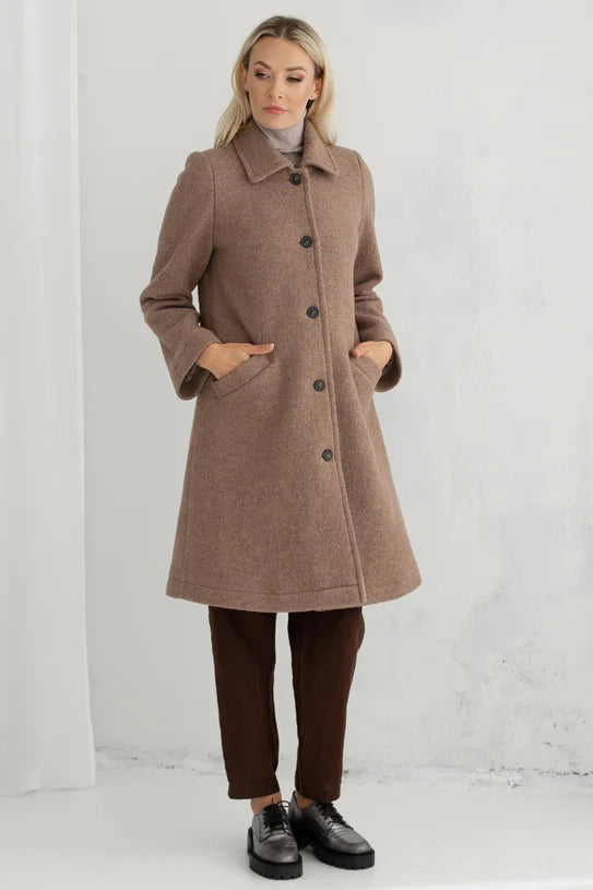The Ellen Long Wool Coat – Taupe Brown